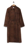 Rebecca Minkoff Animal Print Longline Trench Coat In Brown