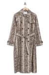 Rebecca Minkoff Animal Print Longline Trench Coat In Brown