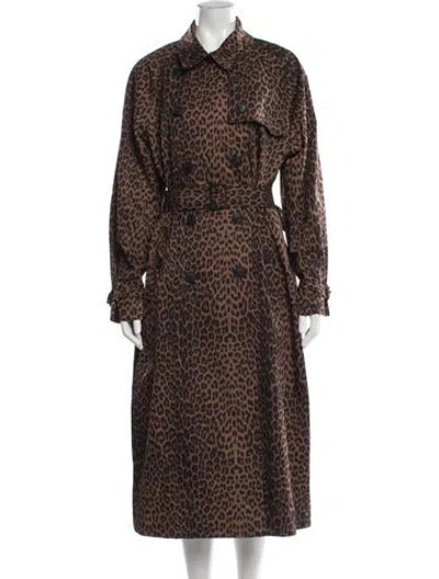 Pre-owned Rebecca Minkoff Animal Print Trench Coat W/ Tags In Brown
