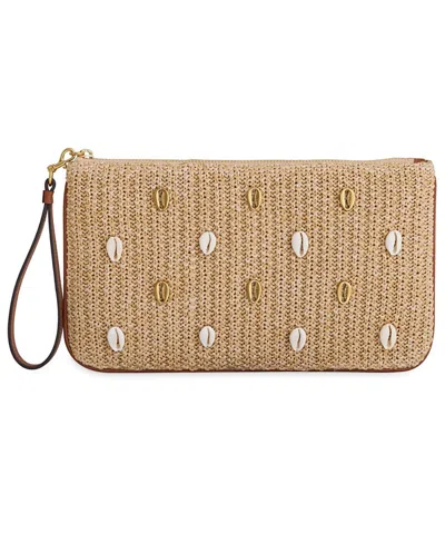 Rebecca Minkoff Ashlee Straw Envelope Wristlet In Brown