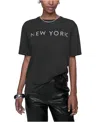 Rebecca Minkoff Athena Bf T-shirt In Acid Wash Black
