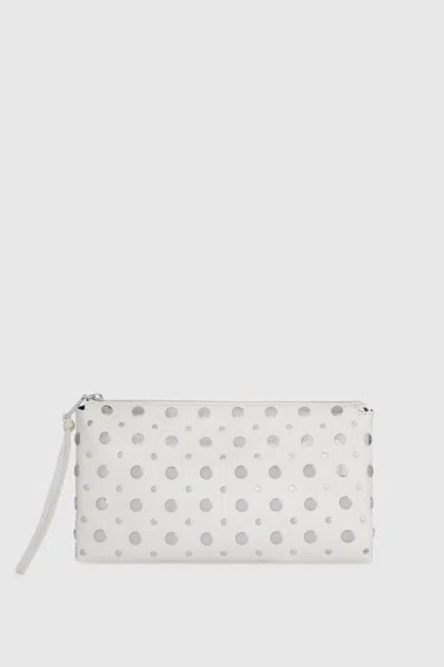 Rebecca Minkoff Ayla Studded Clutch Bag In Porcelain