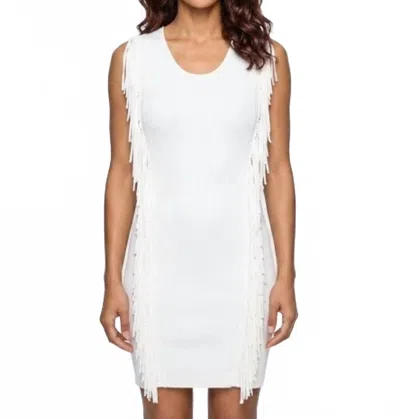 Rebecca Minkoff Bailando Fringe Dress In 3331 Chalk In White