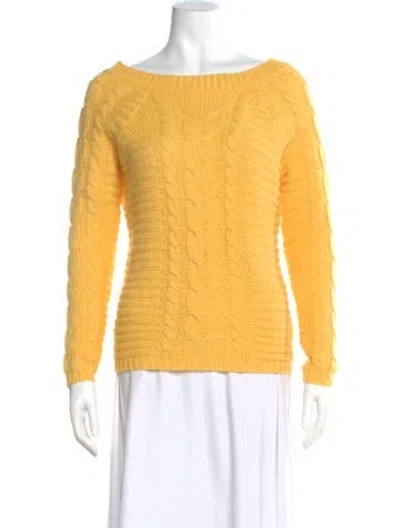 Pre-owned Rebecca Minkoff Bateau Neckline Sweater W/ Tags In Yellow