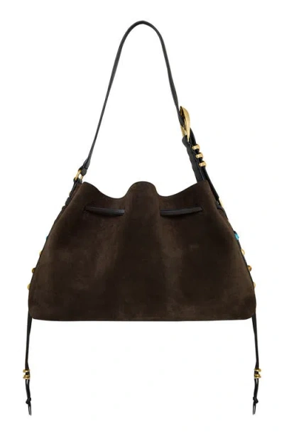 Rebecca Minkoff Billie Large Suede Shoulder Bag In Brown