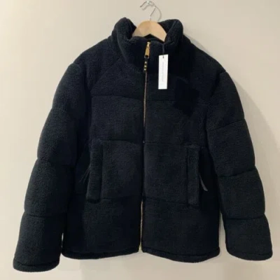 Pre-owned Rebecca Minkoff Black Jacket Puffer Coat $368 Teddy Fuzzy Size M Zip Rm-982