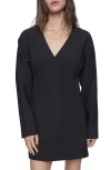Rebecca Minkoff Blakely Sculpted Long Sleeve Minidress In True Black
