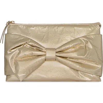 Rebecca Minkoff Bow Metallic Clutch In Gold