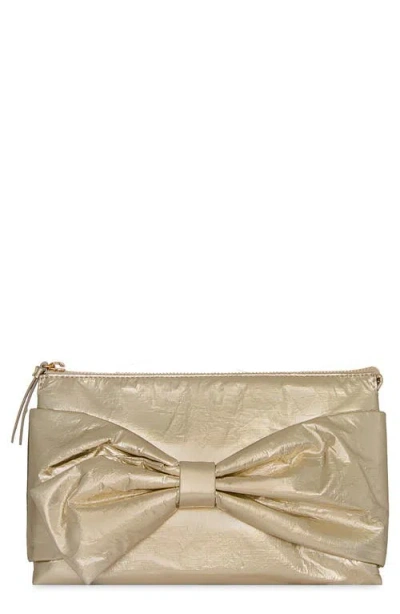Rebecca Minkoff Bow Metallic Clutch In Gold