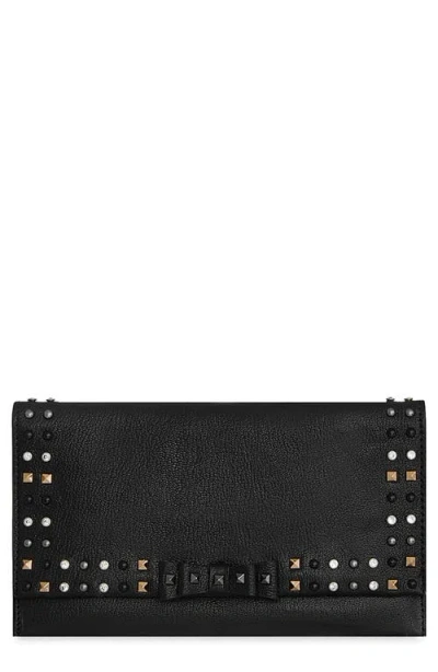 Rebecca Minkoff Bowie Stud Leather Clutch In Black