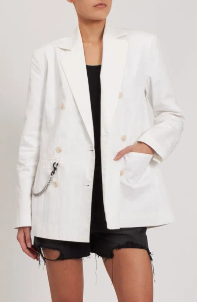 Rebecca Minkoff Brooklyn Chain Double Breasted Blazer In Bright White
