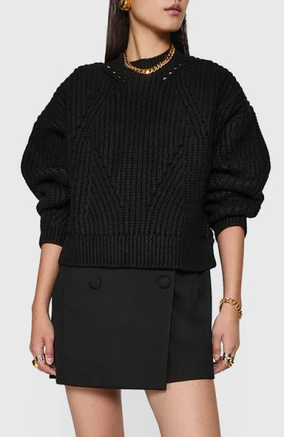 Rebecca Minkoff Brooks Oversize Split Hem Sweater In True Black