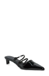 Rebecca Minkoff Buckle Pointed Toe Kitten Heel Mule In Black