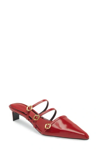 REBECCA MINKOFF REBECCA MINKOFF BUCKLE POINTED TOE KITTEN HEEL MULE