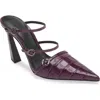 Rebecca Minkoff Buckle Pointed Toe Mule In Berry