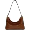 Rebecca Minkoff Buckle Up Twisted Strap Shoulder Bag In Tawny/black