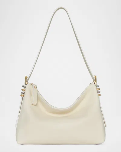 Rebecca Minkoff Buckle Zip Leather Shoulder Bag In Porcelain