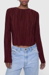 Rebecca Minkoff Calista Pleated Long Sleeve Top In Brown