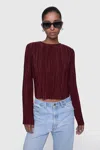 Rebecca Minkoff Calista Pleated Long Sleeve Top In Brown