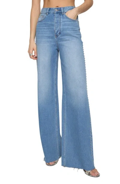 Rebecca Minkoff Camille Stud Raw Hem Wide Leg Jeans