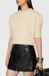 Rebecca Minkoff Campbell Pointelle Puff Sleeve Merino Wool Blend Sweater In Blonde