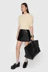 Rebecca Minkoff Campbell Pointelle Puff Sleeve Merino Wool Blend Sweater In Blonde
