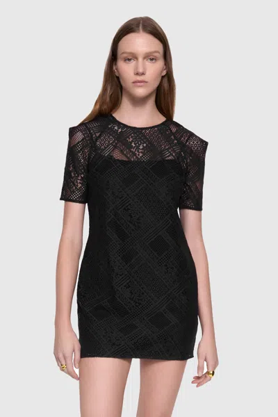 Rebecca Minkoff Cara Lace Short Sleeve Dress Top In True Black