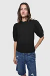 Rebecca Minkoff Celeste Puff Sleeve Cotton Blend Sweater In True Black