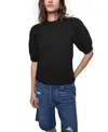 Rebecca Minkoff Celeste Puff Sleeve Cotton Blend Sweater In True Black
