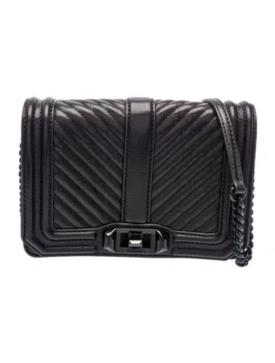 Pre-owned Rebecca Minkoff Chevron Messenger Bag In Black