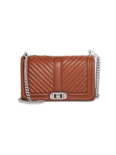 Rebecca Minkoff Chevron Quilted Jumbo Love Crosbody Small In Dark Luggage In Brown