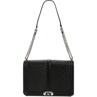 Rebecca Minkoff Chevron Quilted Jumbo Love Crossbody In Black