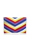 Rebecca Minkoff Chevron Quilted Leo Leather Clutch In Rainbow In Blue