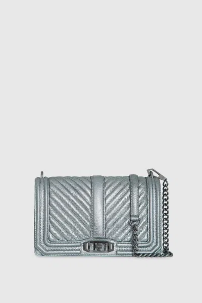 Rebecca Minkoff Chevron Quilted Love Crossbody Bag In Anthracite
