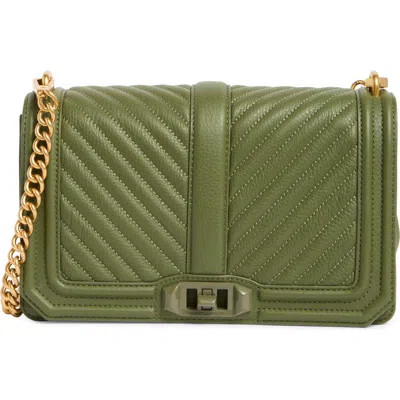Rebecca Minkoff Chevron Quilted Love Crossbody Bag In Green