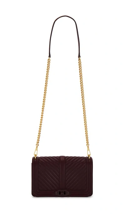 Rebecca Minkoff Chevron Quilted Love Crossbody In Port