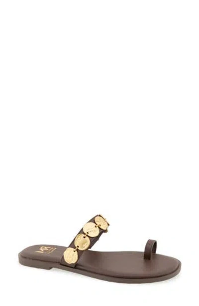 Rebecca Minkoff Claire Coin Toe Loop Sandal In Brown