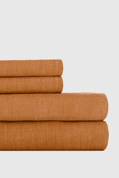Rebecca Minkoff Clay Bamboo/linen Sheet Set In Orange