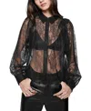 Rebecca Minkoff Cleo Lace Sleeve Shirt In True Black