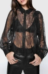 Rebecca Minkoff Cleo Lace Sleeve Shirt In True Black