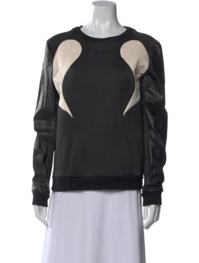 Pre-owned Rebecca Minkoff Colorblock Pattern Crew Neck Sweater In Black