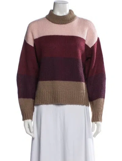Pre-owned Rebecca Minkoff Colorblock Pattern Mock Neck Sweater In Pink