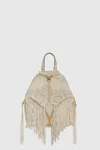 Rebecca Minkoff Convertible Mini Julian Backpack With Fringe Bag In White