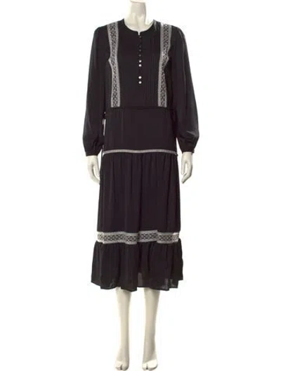 Pre-owned Rebecca Minkoff Crew Neck Long Dress In Black