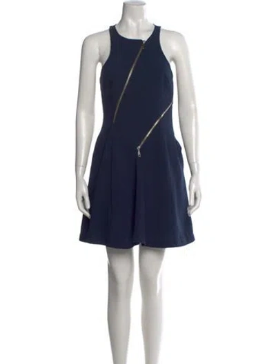 Pre-owned Rebecca Minkoff Crew Neck Mini Dress In Blue