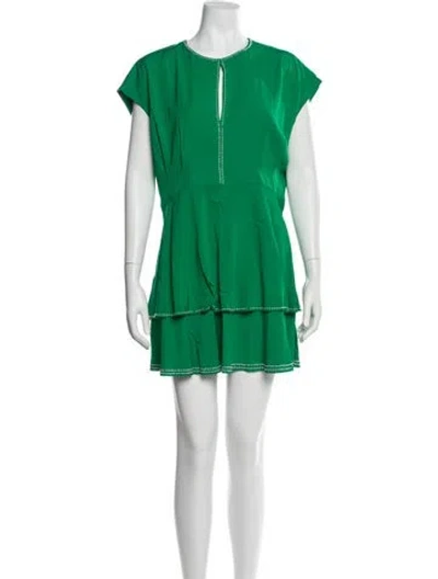 Pre-owned Rebecca Minkoff Crew Neck Mini Dress In Green
