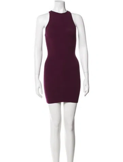 Pre-owned Rebecca Minkoff Crew Neck Mini Dress In Purple