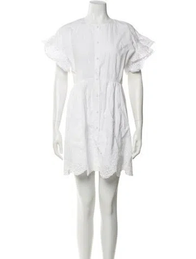 Pre-owned Rebecca Minkoff Crew Neck Mini Dress In White