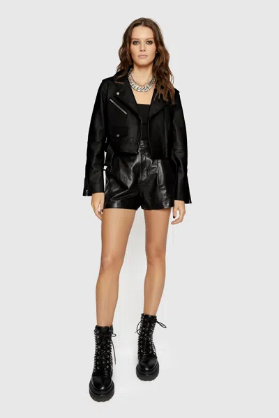 Rebecca Minkoff Cropped Jett Moto Jacket In Black