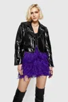 REBECCA MINKOFF CROPPED PATENT JETT MOTO JACKET